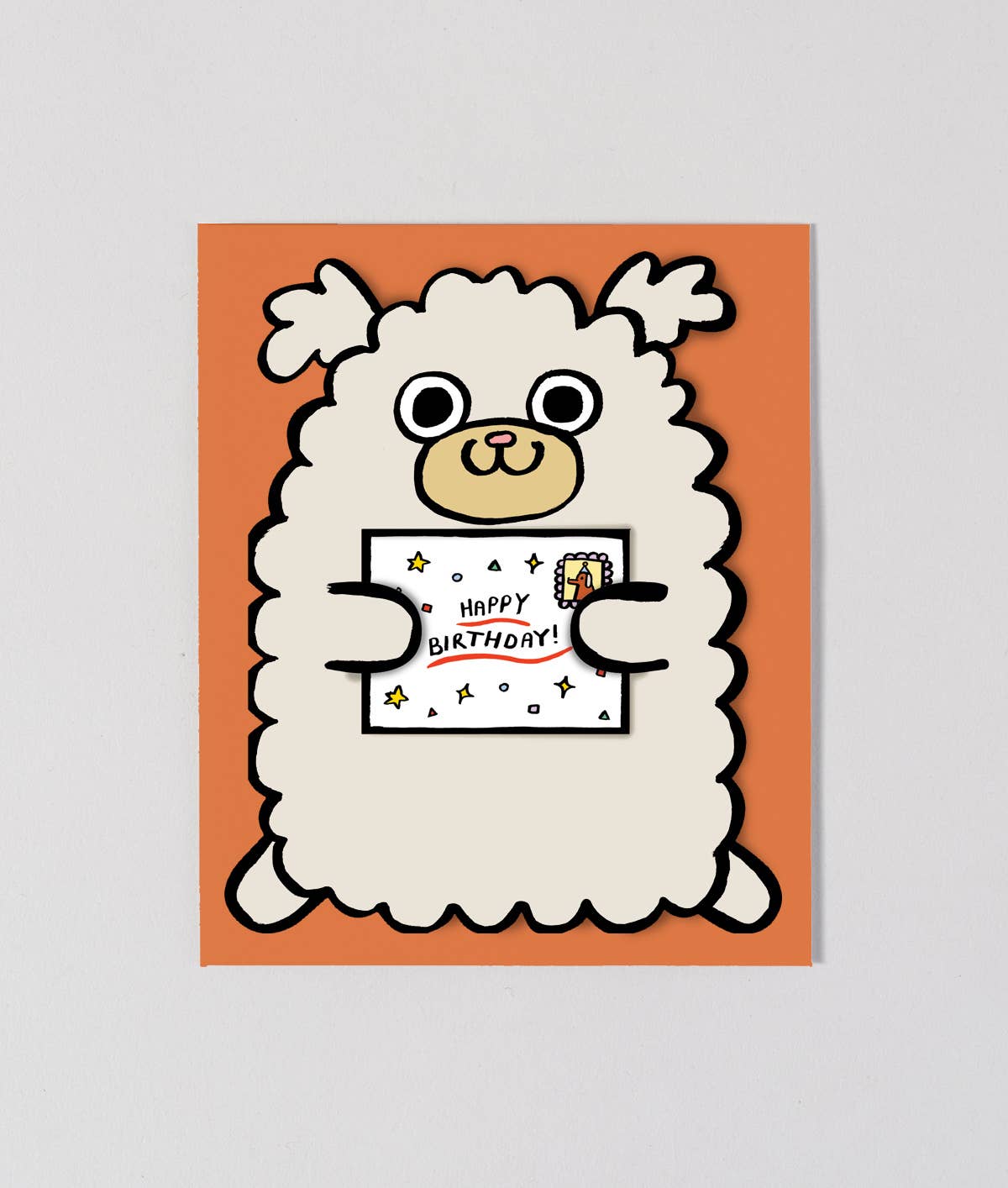 Dog with Mini Card Birthday Card