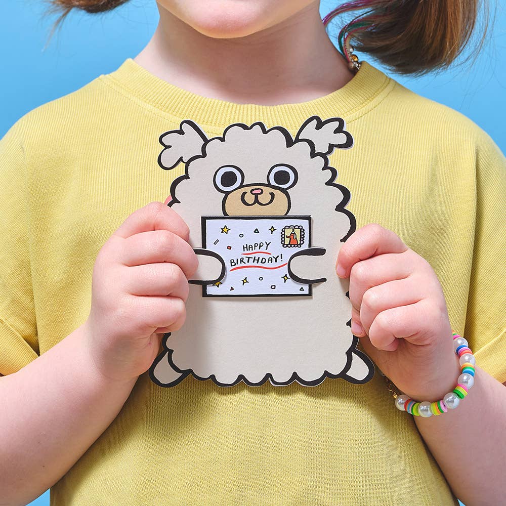 Dog with Mini Card Birthday Card