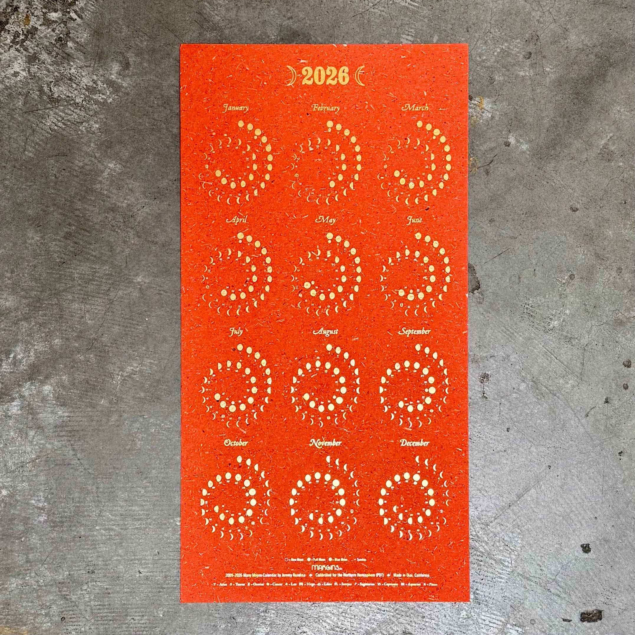 2026 Moon Calendar Apricot - Small