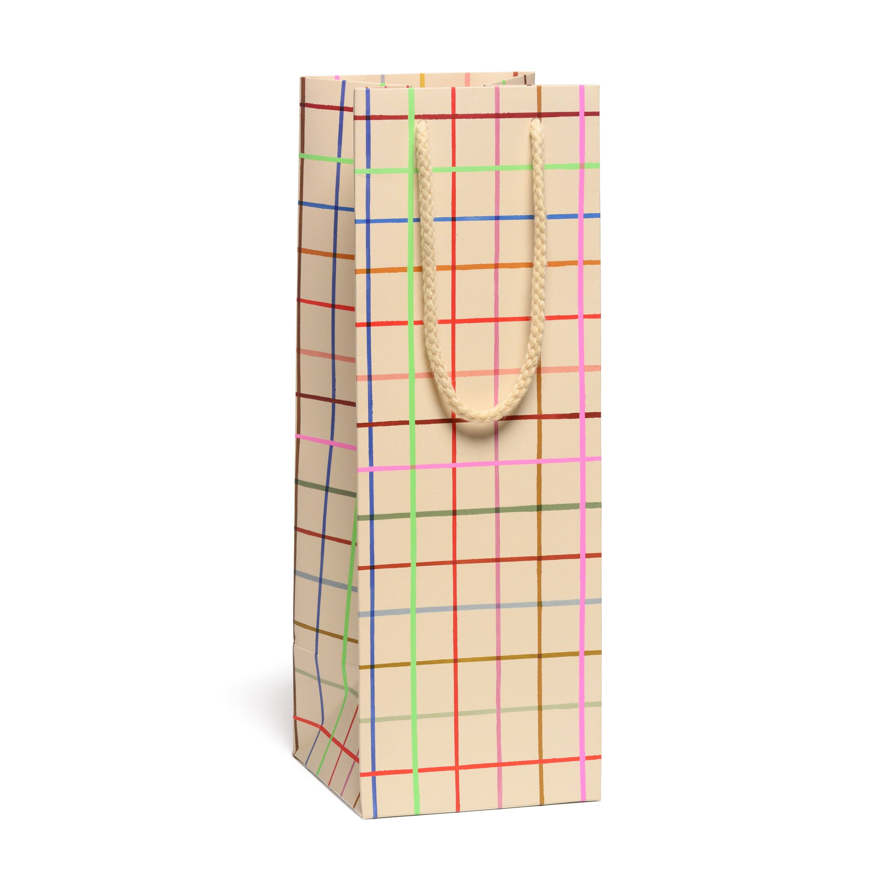 Color Grid Wine Bag