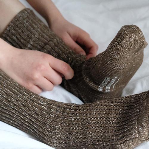 Ribbed Hemp Cotton Socks -- Khaki Moss