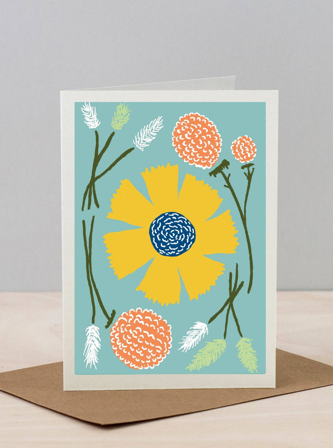 Blue Dried Flowers Card