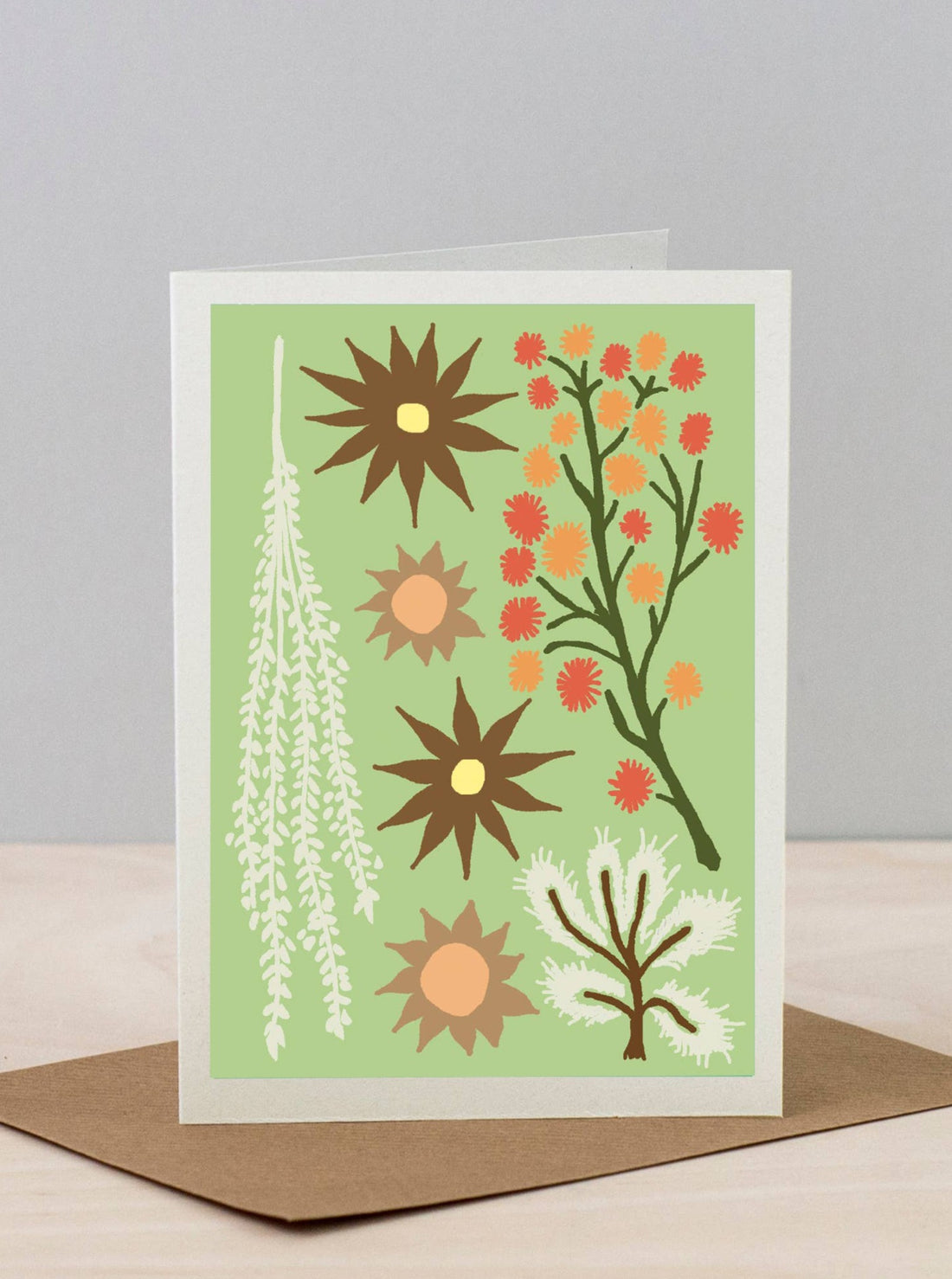 Green Dried Flowers Card