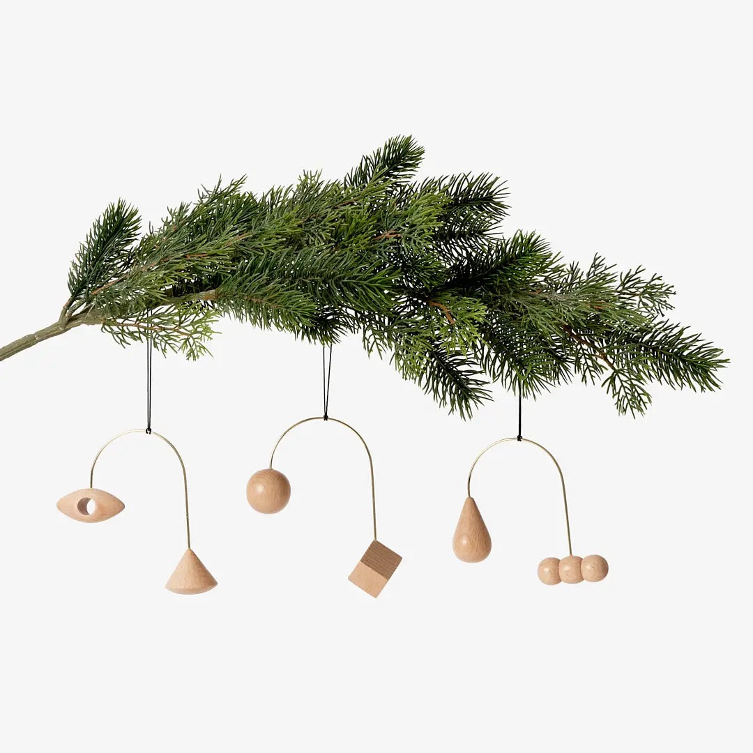 Brass & Wood Shapes Ornament Set