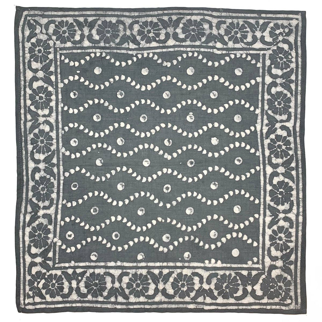 Wax Resist Bandana - Blue Flowers