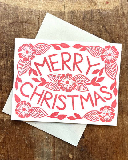 Block Print Merry Christmas Card