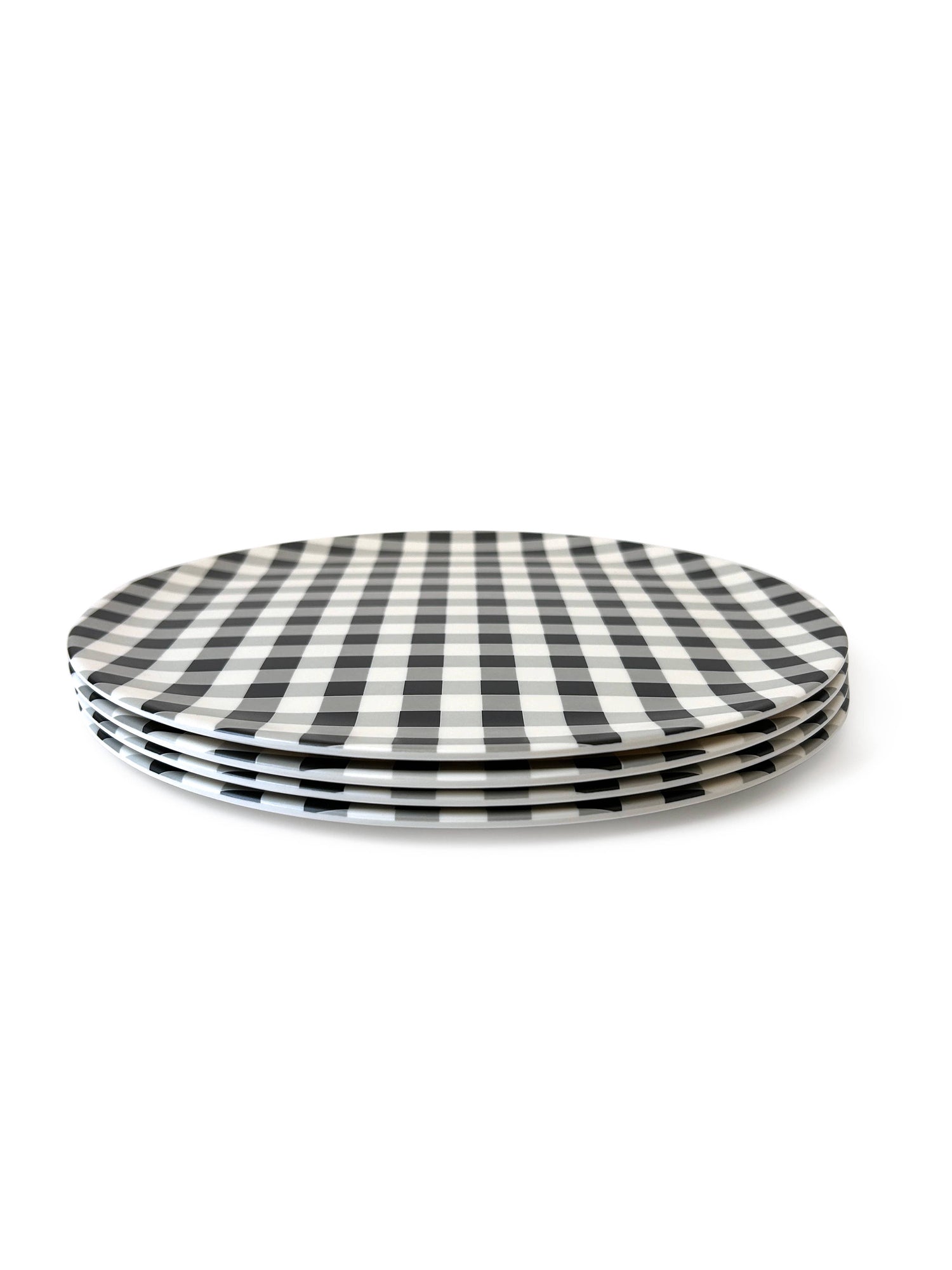 Bamboo Dinner Plate - Gingham Black