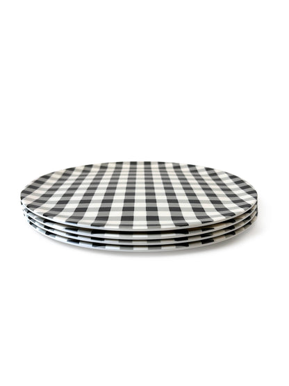 Bamboo Dinner Plate - Gingham Black