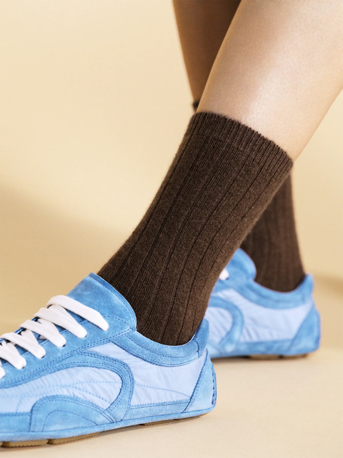 Italia Cashmere Rib Crew Sock - Espresso