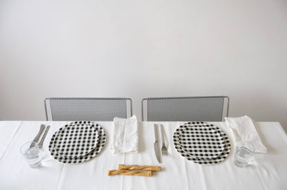 Bamboo Dinner Plate - Gingham Black