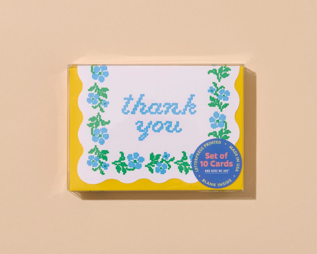 Floral Cross Stitch Thank You Set