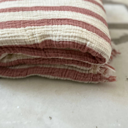 Muslin Striped Blanket: Red