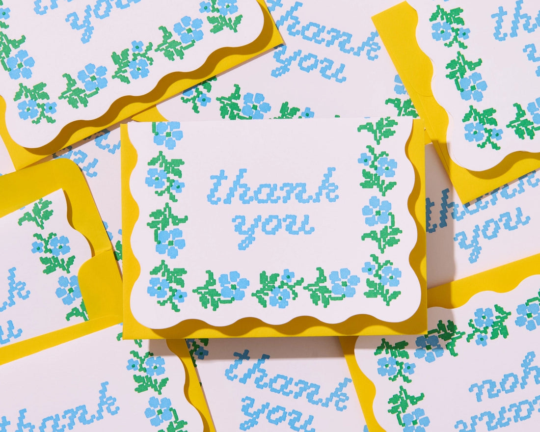 Floral Cross Stitch Thank You Set