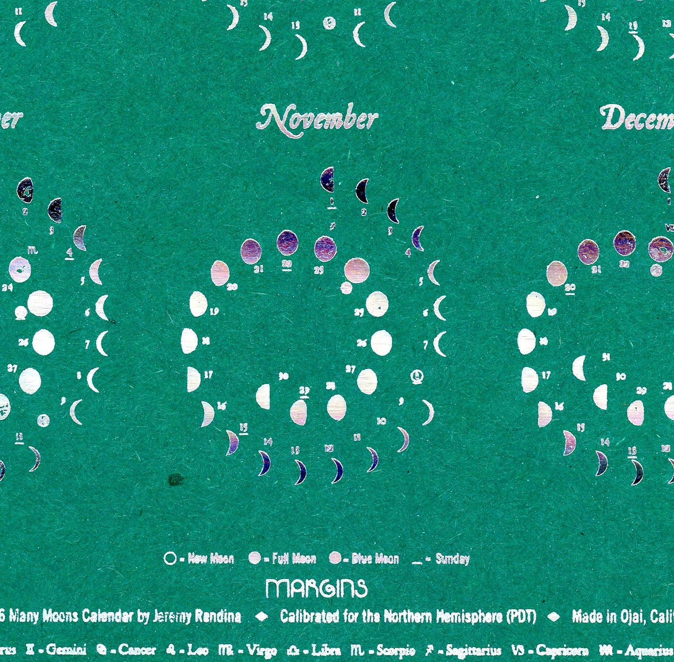 2026 Moon Calendar Emerald - Small