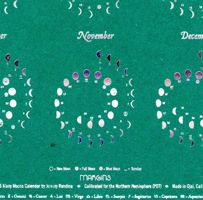 2026 Moon Calendar Emerald - Small