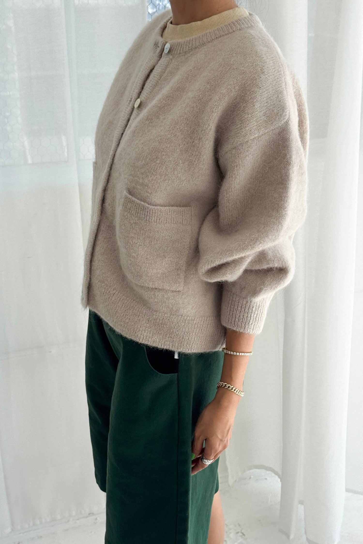 Amélie Alpaca Cardigan - Smoke