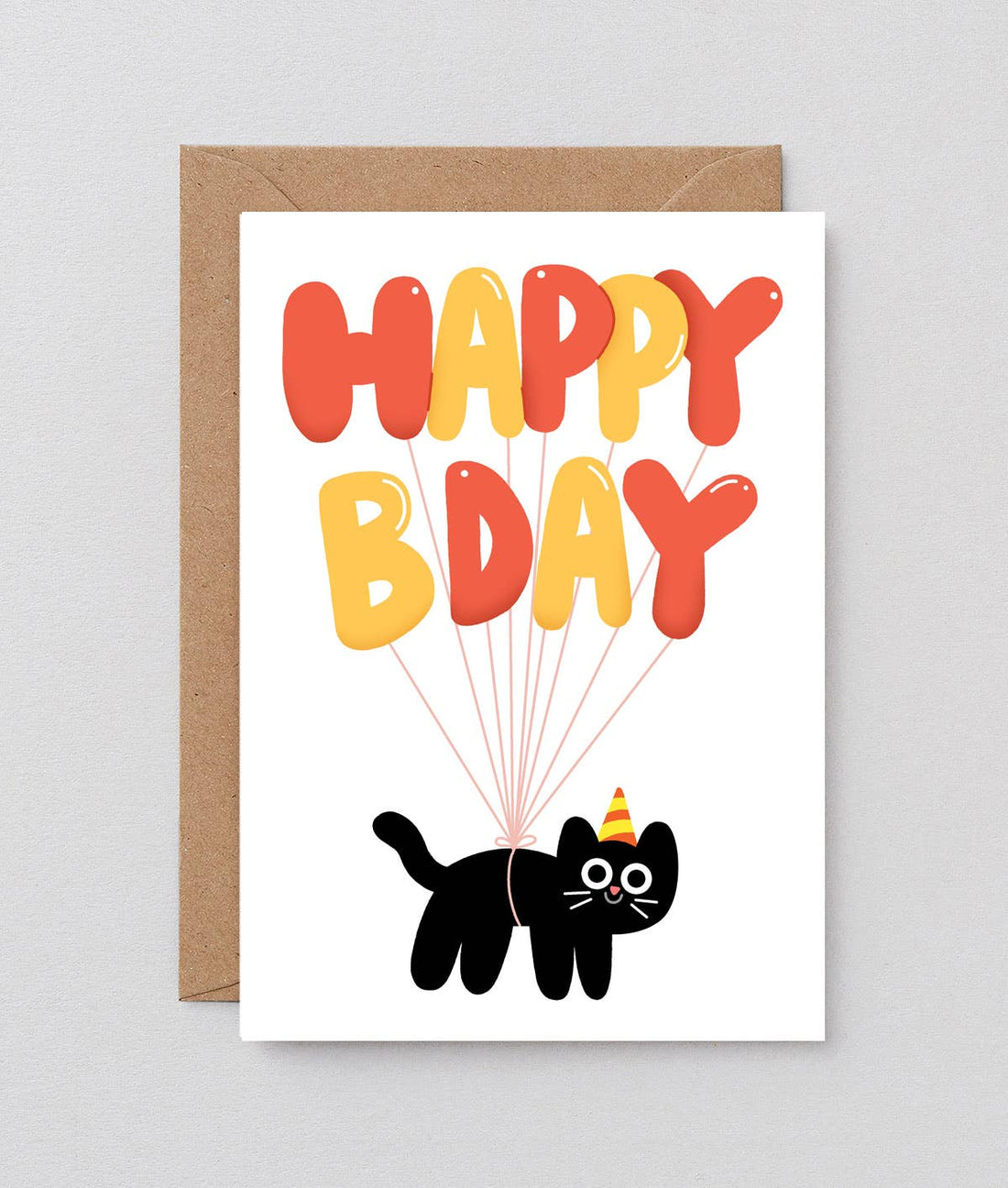 Happy Bday Cat Balloons Card