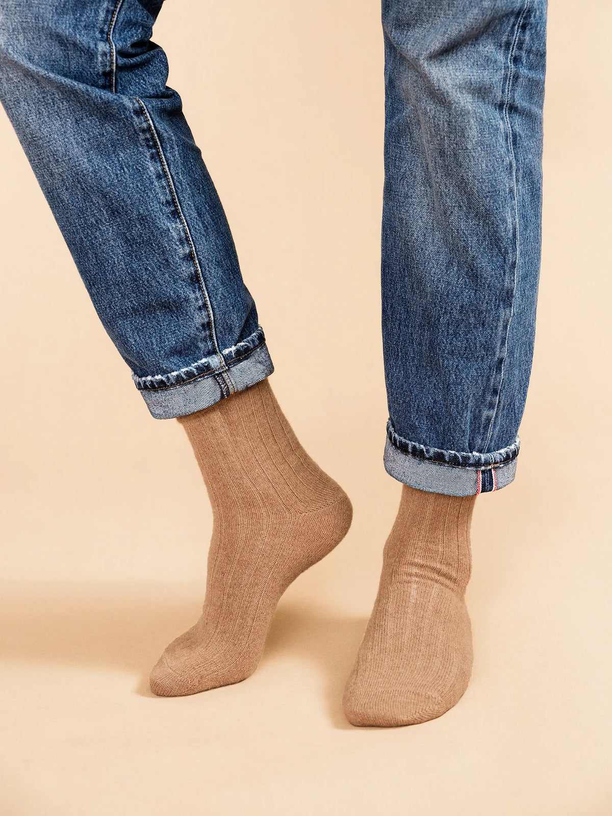 Roma Cashmere Men’s Rib Crew - Camel