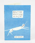 Blue book cover with a white cat illustration and text &
