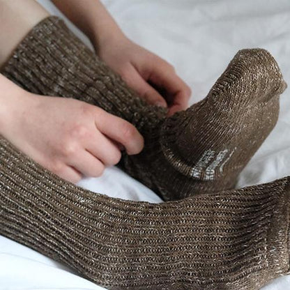 Ribbed Hemp Cotton Socks -- Khaki Moss