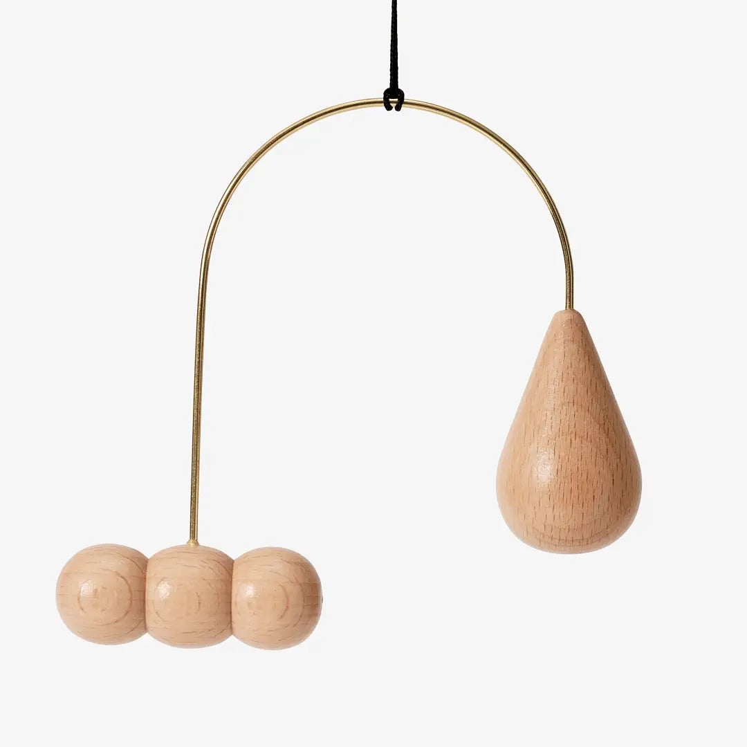 Brass &amp; Wood Shapes Ornament Set